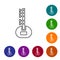 Black line Sitar classical music instrument icon isolated on white background. Set icons in color circle buttons. Vector