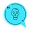 Black line Skull icon isolated on white background. Happy Halloween party. Blue speech bubble symbol. Vector