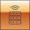 Black line Smart Server, Data, Web Hosting icon isolated on gold background. Internet of things concept with wireless