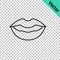 Black line Smiling lips icon isolated on transparent background. Smile symbol. Vector