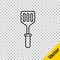 Black line Spatula icon isolated on transparent background. Kitchen spatula icon. BBQ spatula sign. Barbecue and grill