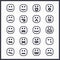 Black line square faces emoticons and icons set