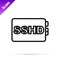 Black line SSHD card icon isolated on white background. Solid state drive sign. Storage disk symbol. Vector