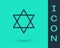 Black line Star of David icon isolated on green background. Jewish religion symbol. Symbol of Israel. Vector