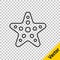Black line Starfish icon isolated on transparent background. Vector