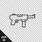 Black line Submachine gun M3, Grease gun icon isolated on transparent background. Vector