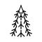 Black line symbol of fir-tree for Christmas design, new Year. Sample silhouette flat icon, simple design. Christmas tree bazaar