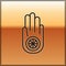 Black line Symbol of Jainism or Jain Dharma icon isolated on gold background. Religious sign. Symbol of Ahimsa. Vector