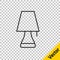 Black line Table lamp icon isolated on transparent background. Vector