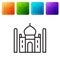 Black line Taj Mahal mausoleum in Agra, Indiaicon isolated on white background. Set icons in color square buttons