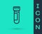 Black line Test tube or flask with blood icon isolated on green background. Laboratory, chemical, scientific glassware