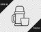 Black line Thermos container and cup icon isolated on transparent background. Thermo flask icon. Camping and hiking