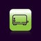 Black line Toaster icon isolated on black background. Green square button. Vector