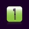 Black line Toothbrush icon isolated on black background. Green square button. Vector Illustration.