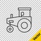 Black line Tractor icon isolated on transparent background. Vector