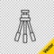 Black line Tripod icon isolated on transparent background. Vector