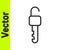 Black line Unlocked key icon isolated on white background. Vector Illustration