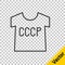 Black line USSR t-shirt icon isolated on transparent background. Vector