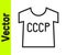 Black line USSR t-shirt icon isolated on white background. Vector