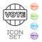 Black line Vote icon isolated on white background. Set icons colorful. Vector