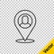 Black line Worker location icon isolated on transparent background. Vector