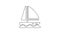 Black line Yacht sailboat or sailing ship icon isolated on white background. Sail boat marine cruise travel. 4K Video