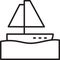 Black line Yacht sailboat or sailing ship icon isolated on white background. Sail boat marine cruise travel. Vector