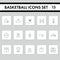 Black Lineal Style Basketball Icons Set On Grey Square