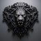 Black Lion Face In Decorative Background: Neoclassicism Wall Art