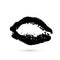 Black lipstick kiss on white background. Grunge imprint of the lips. Kiss mark vector illustration. Valentines day theme print.