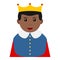 Black Little King Avatar Flat Icon on White