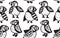 Black little Puffins seamless pattern