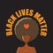 Black lives matter banner with afro american girl silhouette with afro style hair. Black lives matter graphic poster or