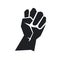 Black Lives Matter. Black icon of hand clenched into fist. Symbol of protest actions. Vector illustration