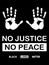 Black Lives Matter. Black and white BLM illustration depicting No Justice No Peace with Palms. EPS Vector