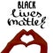Black Lives Matter. Drawn woman`s dark-skinned hands making a heart shape
