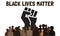 Black lives matter fist with silhouettes of black and brown figures
