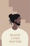 Black Lives Matter and  I Can`t Breathe concept. Vector Illustration, poster, Young African Americans  woman against racism,
