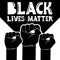 Black Lives Matter Illustration with Strong Fist. Human hand. Fist raised up. Concept illustration on the theme of racism and