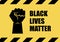 Black Lives Matter inscription with raised hand with clenched fist vector