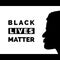 Black Lives Matter. Poster with black face silhouette. Humanity social issue. Vector