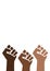 Black Lives Matter power fists, equality history pride, brown skin isolated, prejudice discrimination activism illustration,being