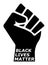 Black Lives Matter with proud fist, black history pride symbol, prejudice and discrimination activism banner illustration, african