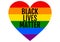 Black lives matter, rainbow heart, LGBT, pride, vector