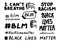 Black lives matter set. Phrases protest. Stop racism. Hand drawn lettering isolated on white background. Vector outline