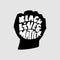 Black lives mattern hand lettering banner in fist black silhouette for protest human right of black people in U.S.A