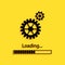 Black Loading and gear icon isolated on yellow background. Progress bar icon. System software update. Loading process