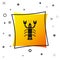 Black Lobster icon isolated on white background. Yellow square button. Vector.