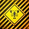 Black Lobster icon isolated on yellow background. Warning sign. Vector