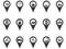 Black location place gps pin icons set